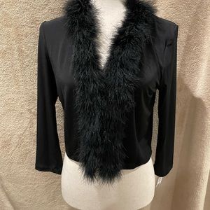 Soft and sexy black feathered lightweight cardigan by New Direction. Size medium